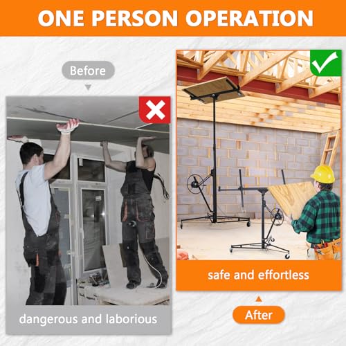 Drywall Lift 11FT 150LBS Heavy Duty 360° Adjustable Black A606791