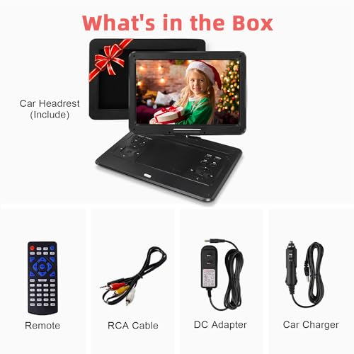 16.9" Portable Mobile DVD Player with 14.1" Large Swivel Screen with 6 Hrs Rechargeable Battery (Blue) J27808