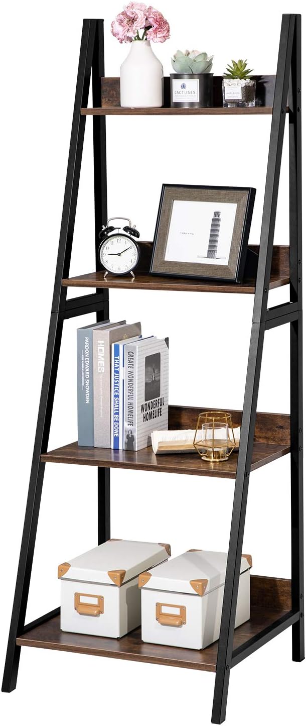 Walnut 4 Tier Ladder Shelf Bookcase Z621763
