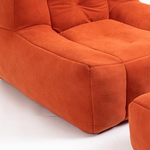 White Microfiber Memory Foam Bean Bag Chair with Footstool I131785