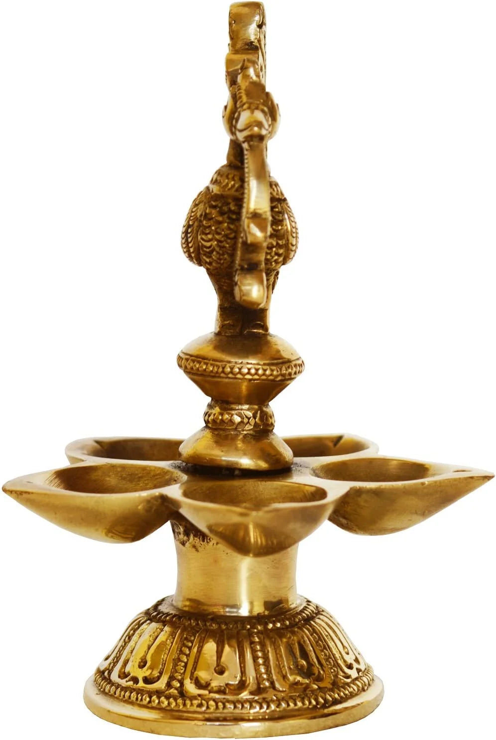 Brass Peacock Oil Lamp Pair of Five Wicks Decorative Metal Lamp (Pack of 2) X729986