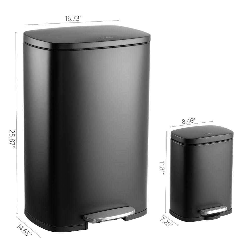 Rectangular 13-Gallon Stainless Steel Trash Can with Soft-Close Lid W880
