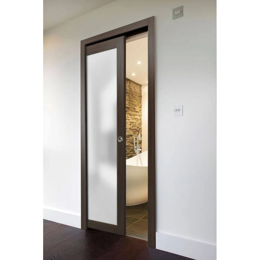 Glass Sliding Pocket Door Brown G634