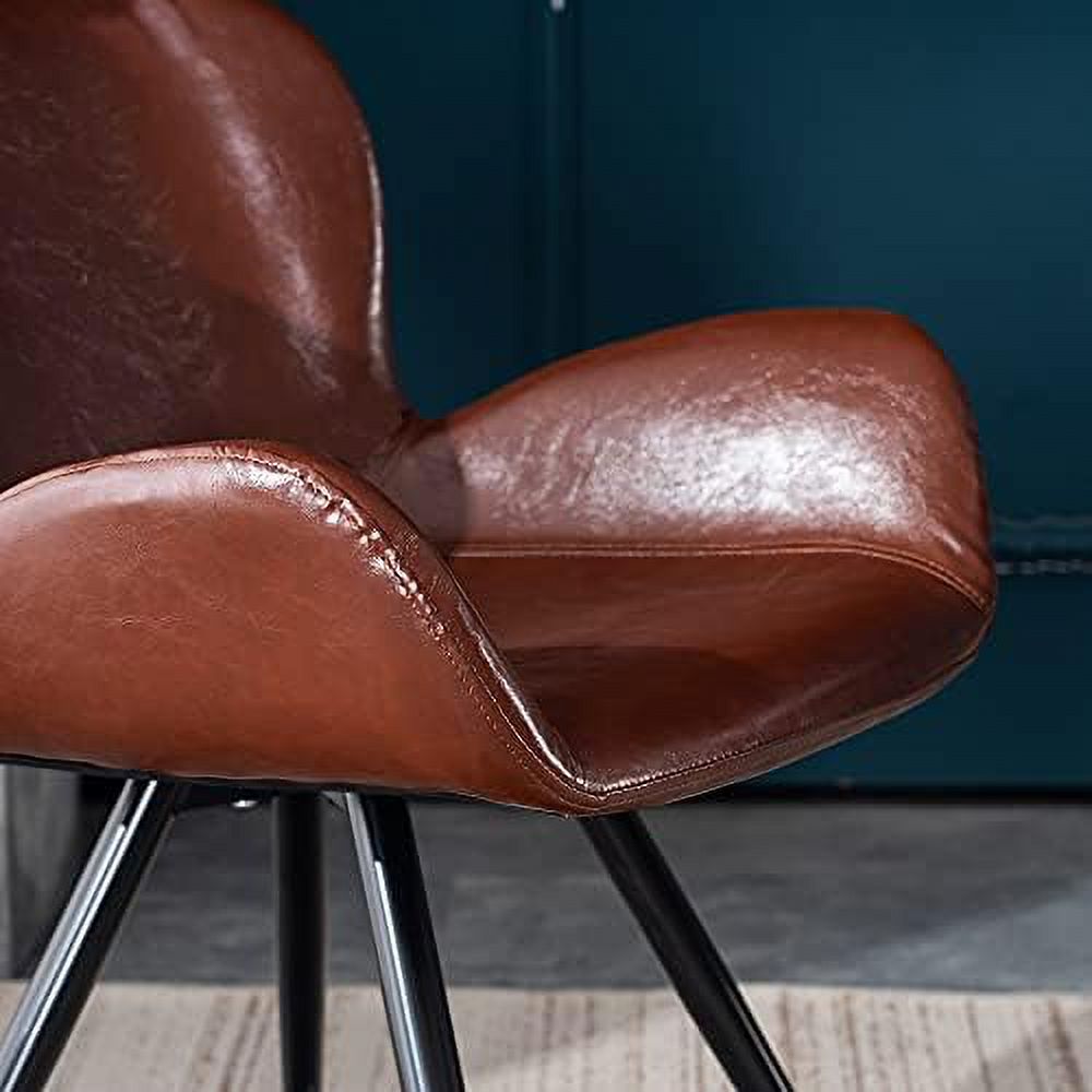 Faux Leather Dining Chairs Set of 2 with Black Metal Legs G2817