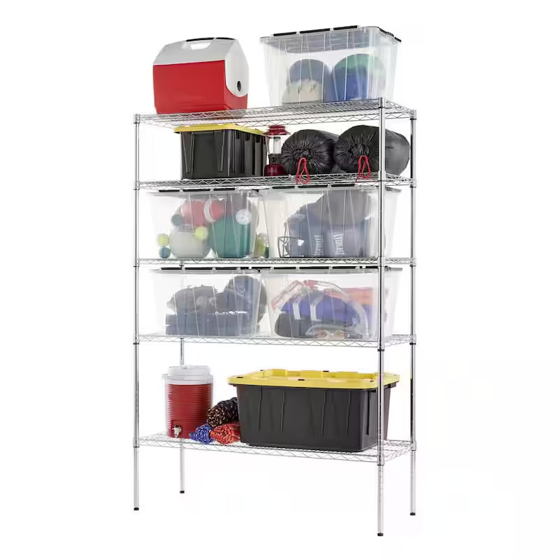 5-Tier Heavy Duty Steel Wire Shelving Unit in Chrome Q850