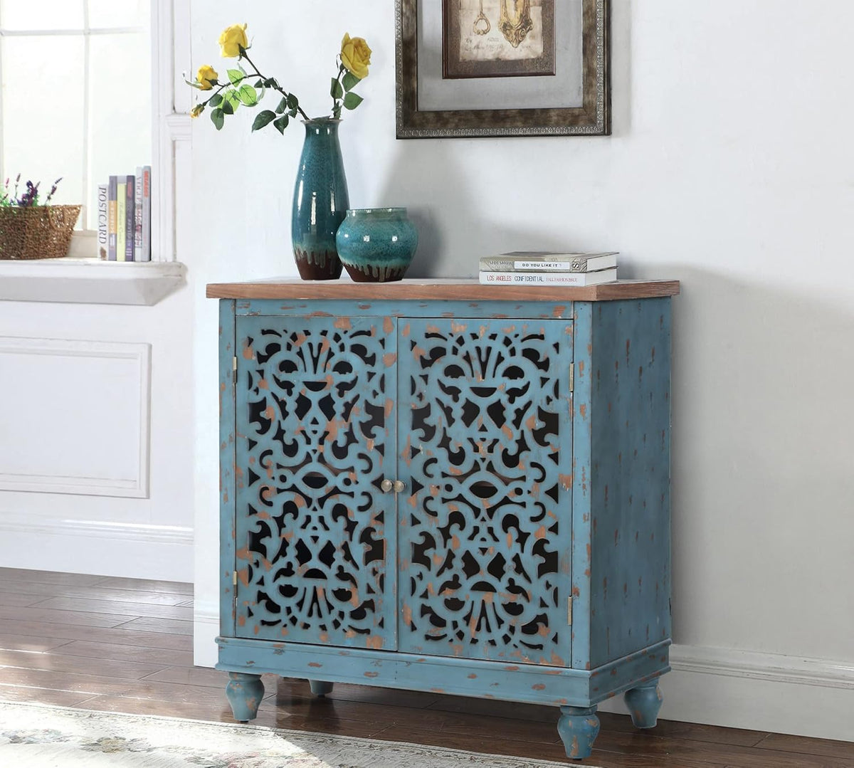 White Accent Cabinet with 2 Doors Storage Sideboard Buffet Cabinet Q8456