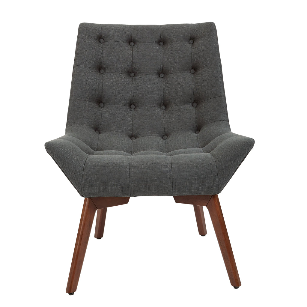 Charcoal Fabric Tufted Chair with Coffee Legs Y950630