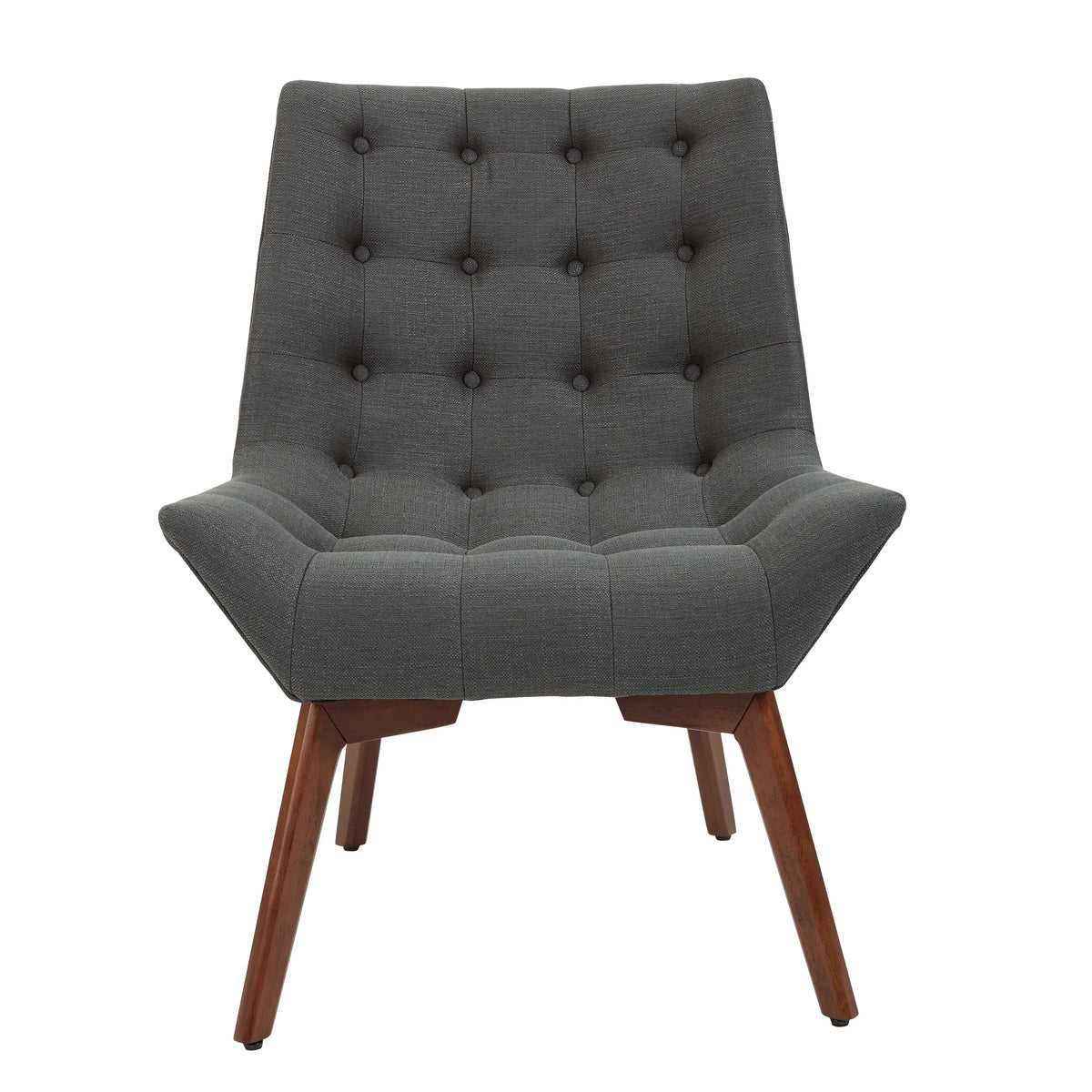 Charcoal Fabric Tufted Chair with Coffee Legs Y950630