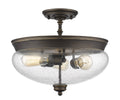 3-Light Glass Shade Semi Flush Mount J173956