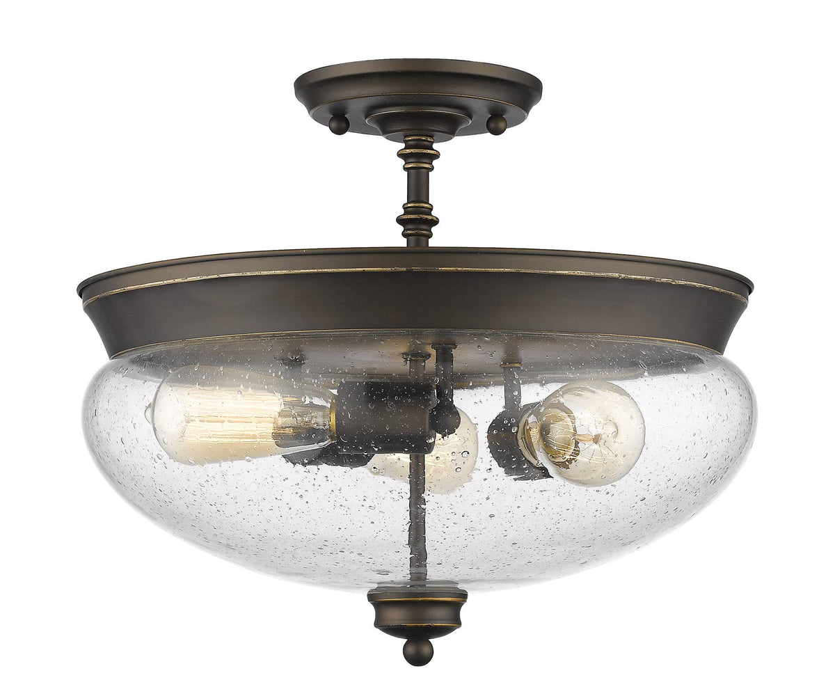 3-Light Glass Shade Semi Flush Mount J173956