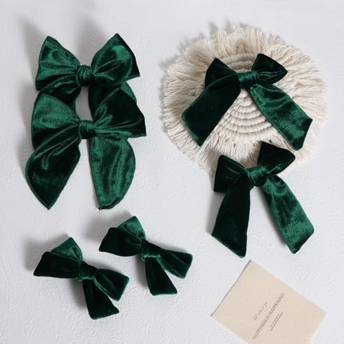 Red Velvet Ribbon Hair Bows 6PCS 3 Styles Y183