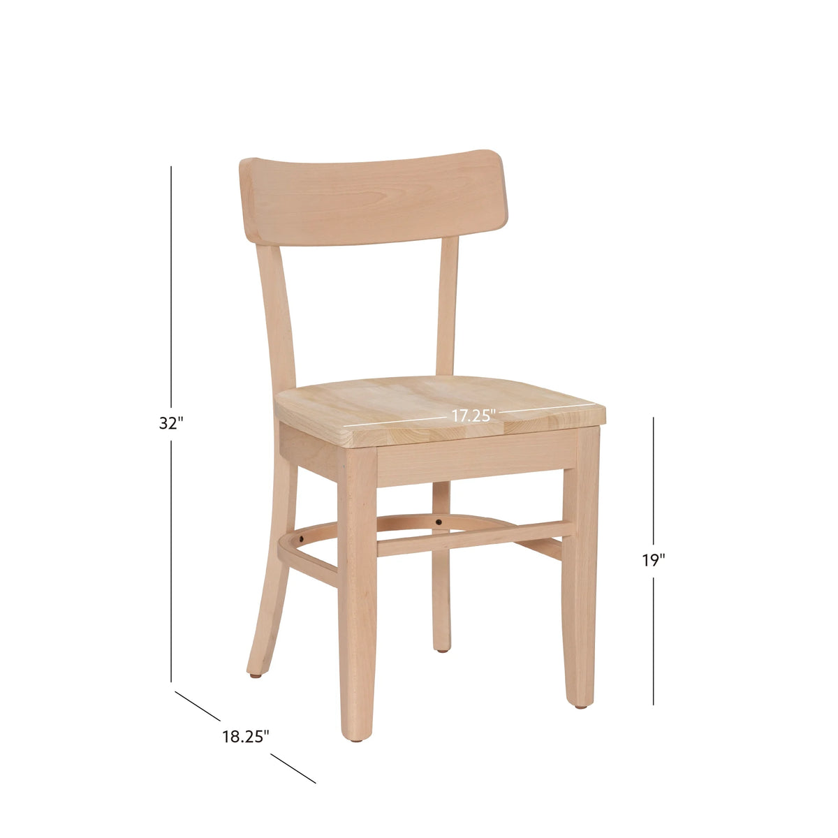 Unfinished Wood Dining Accent Chair, Set of 2 V7954