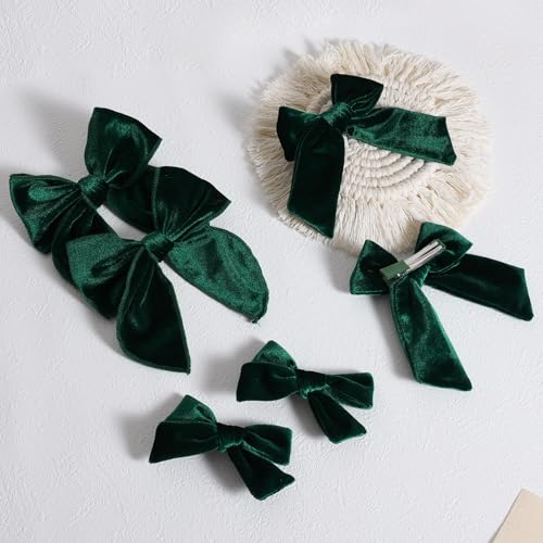 Red Velvet Ribbon Hair Bows 6PCS 3 Styles Y183