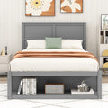 Full Size Wooden Platform Bed with Drawer and Shelf I2687