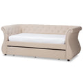 Beige Tufted Daybed with Trundle V664