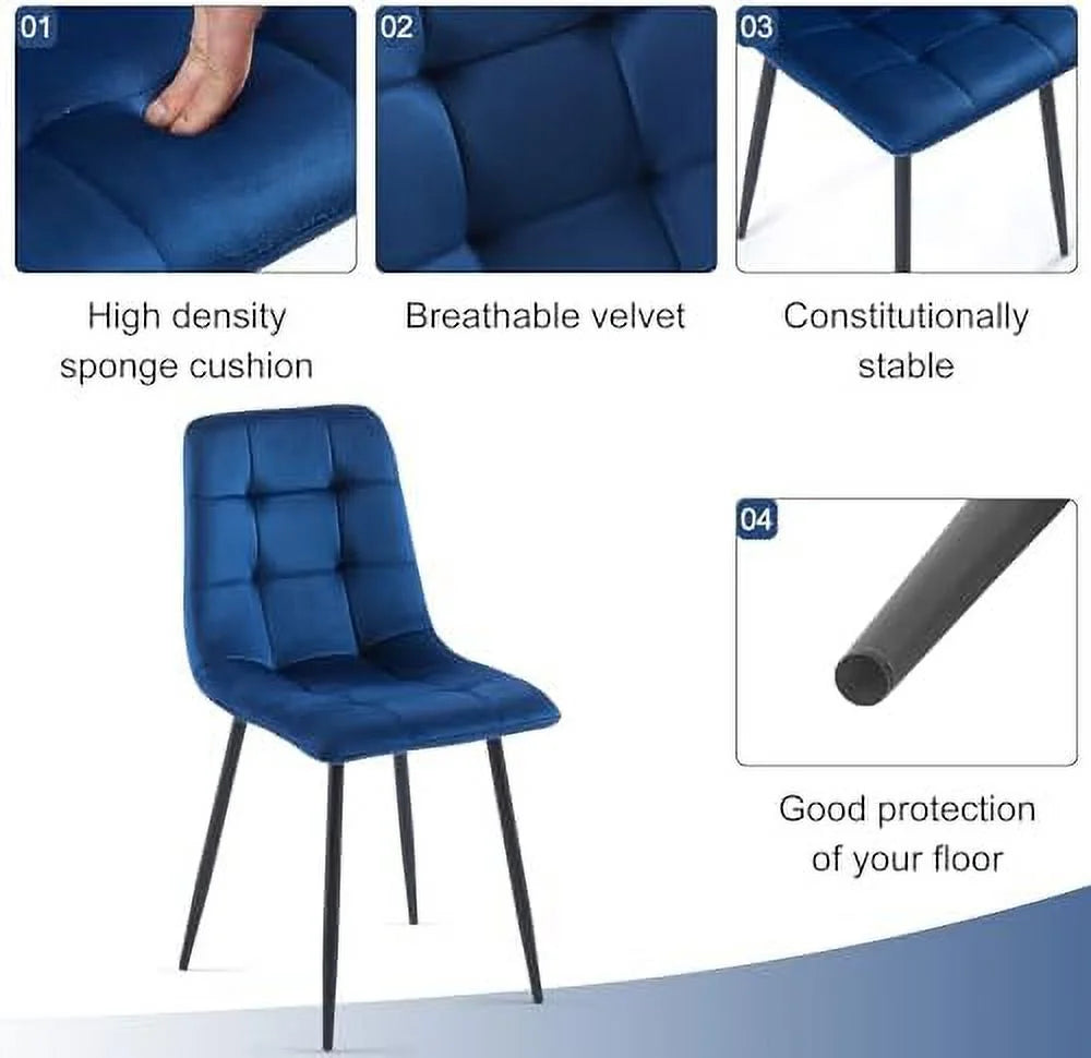 Velvet Biscuit Tufted Chairs Set of 4 with Metal Legs P68152