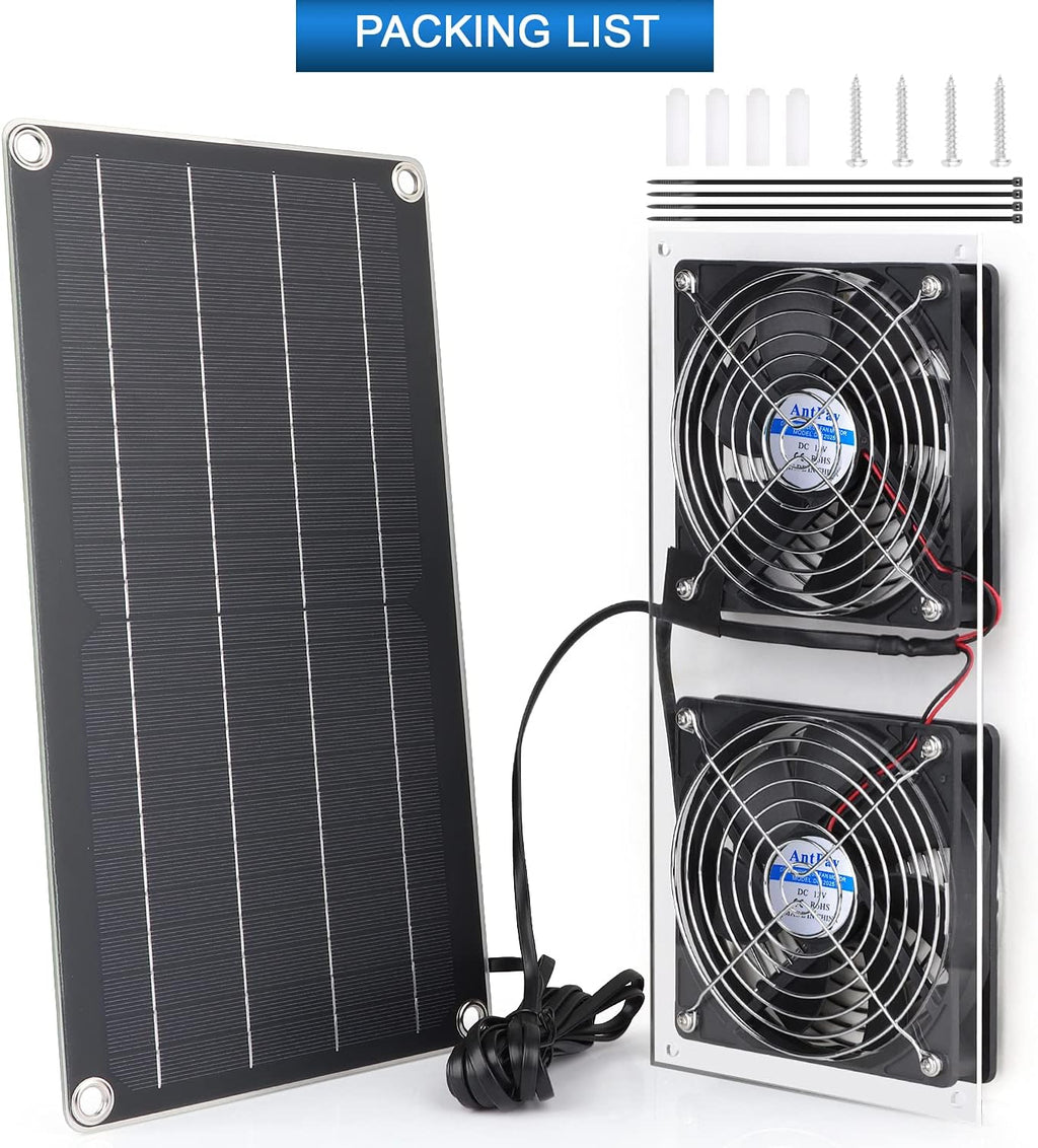 10W Weatherproof Dual Fan Solar Panel Fan Kit S1330