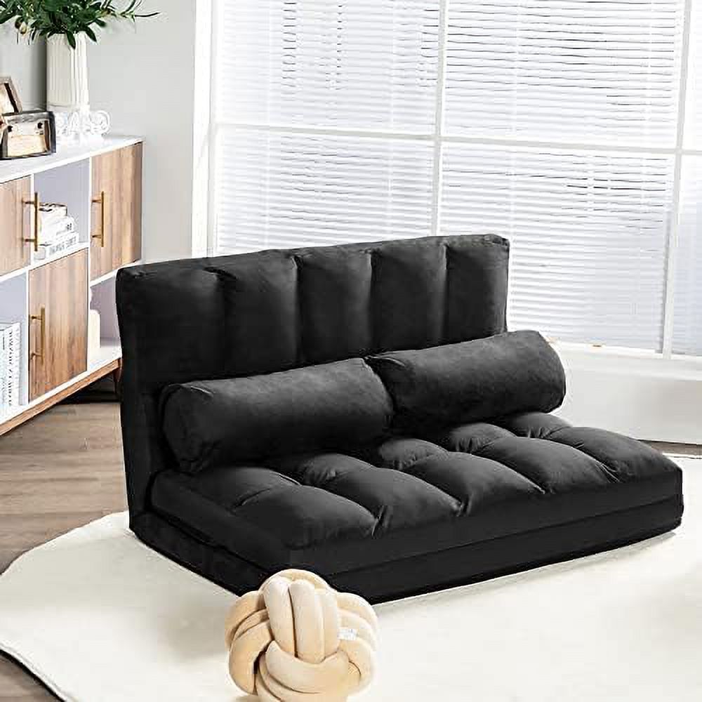 Foldable Floor Sofa with 2 Pillows & Suede Cloth Cover I99191