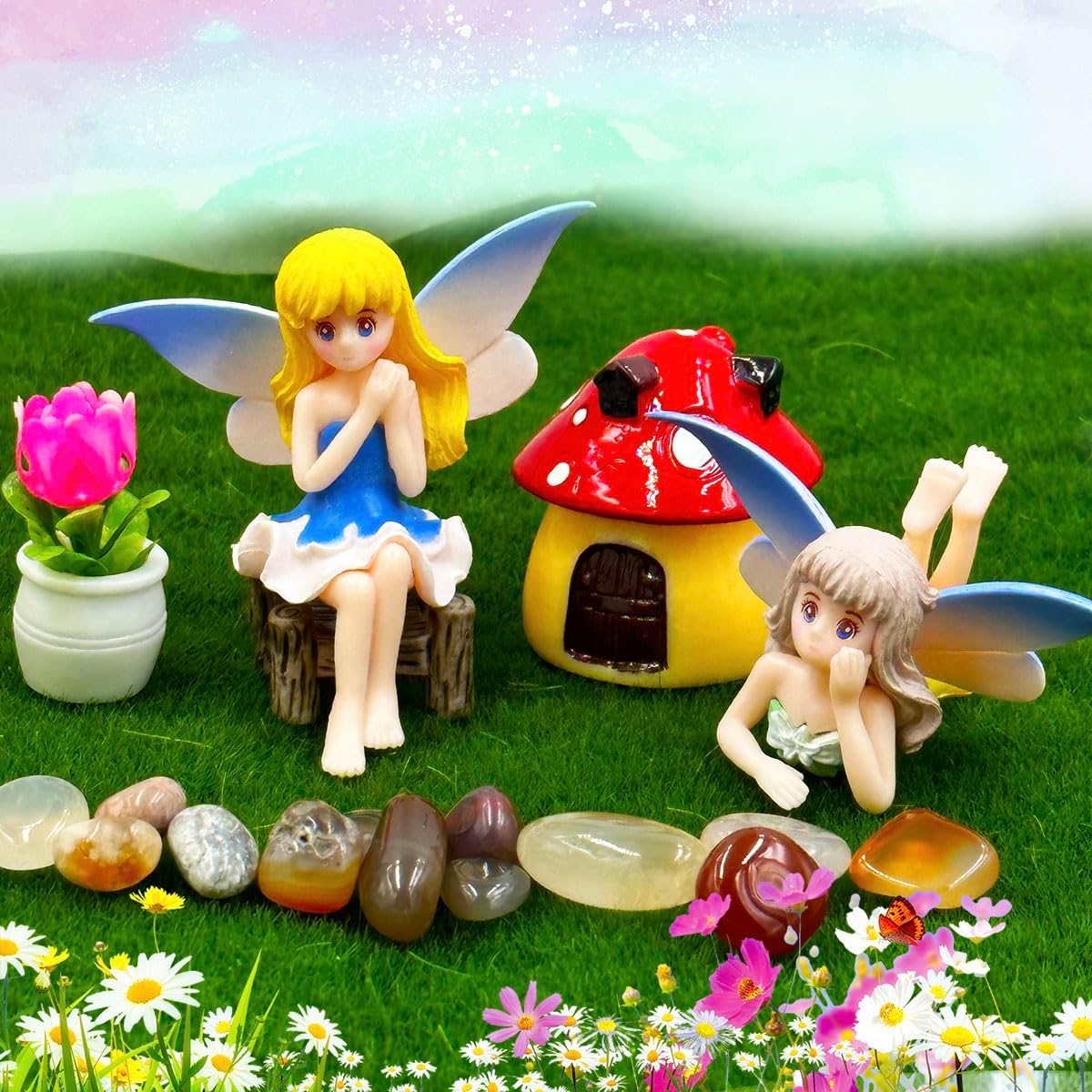 4Pcs Resin Mini Fairy Figurines A419