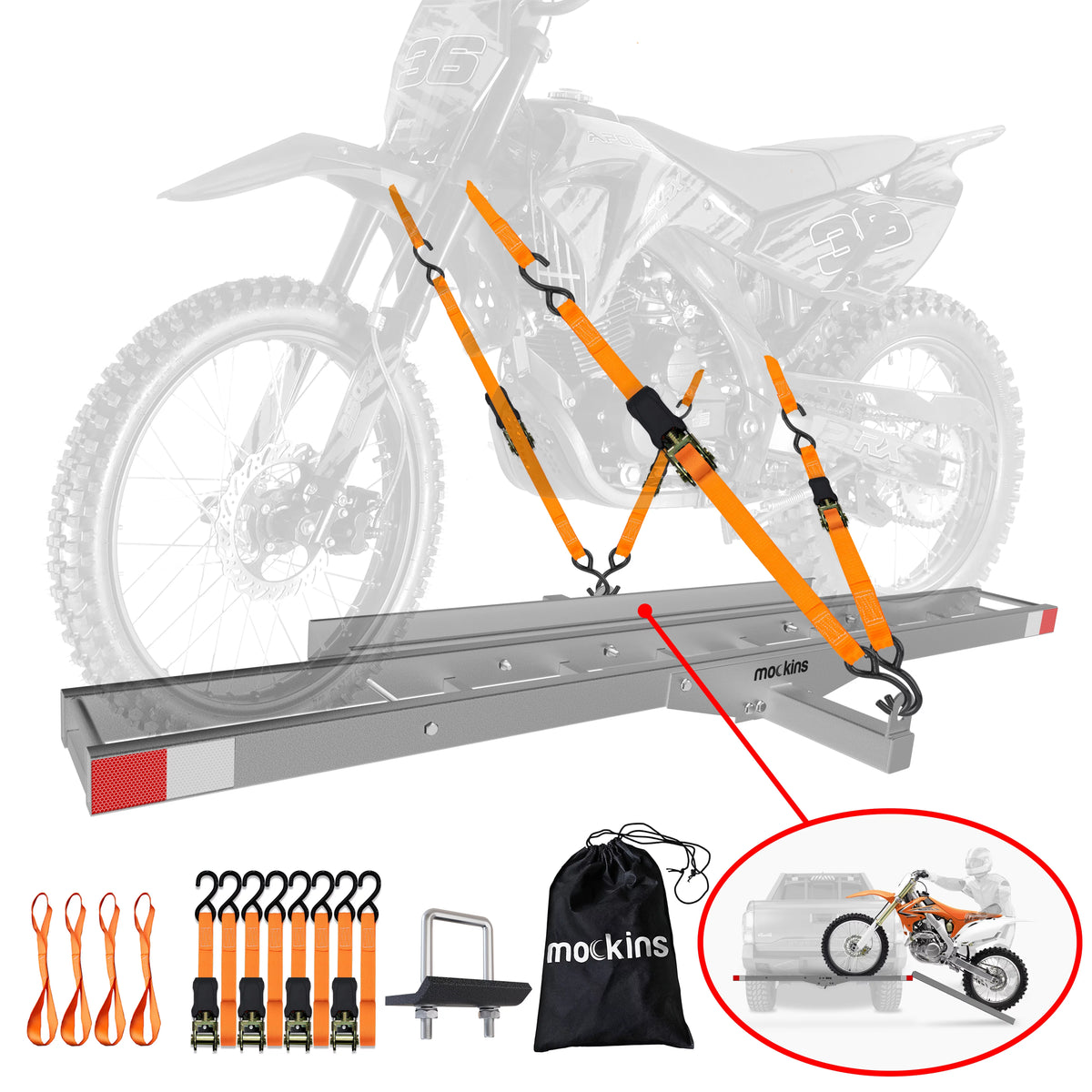 73" Stainless Steel Dirt Bike Hitch Mount Carrier with Ramp K1091