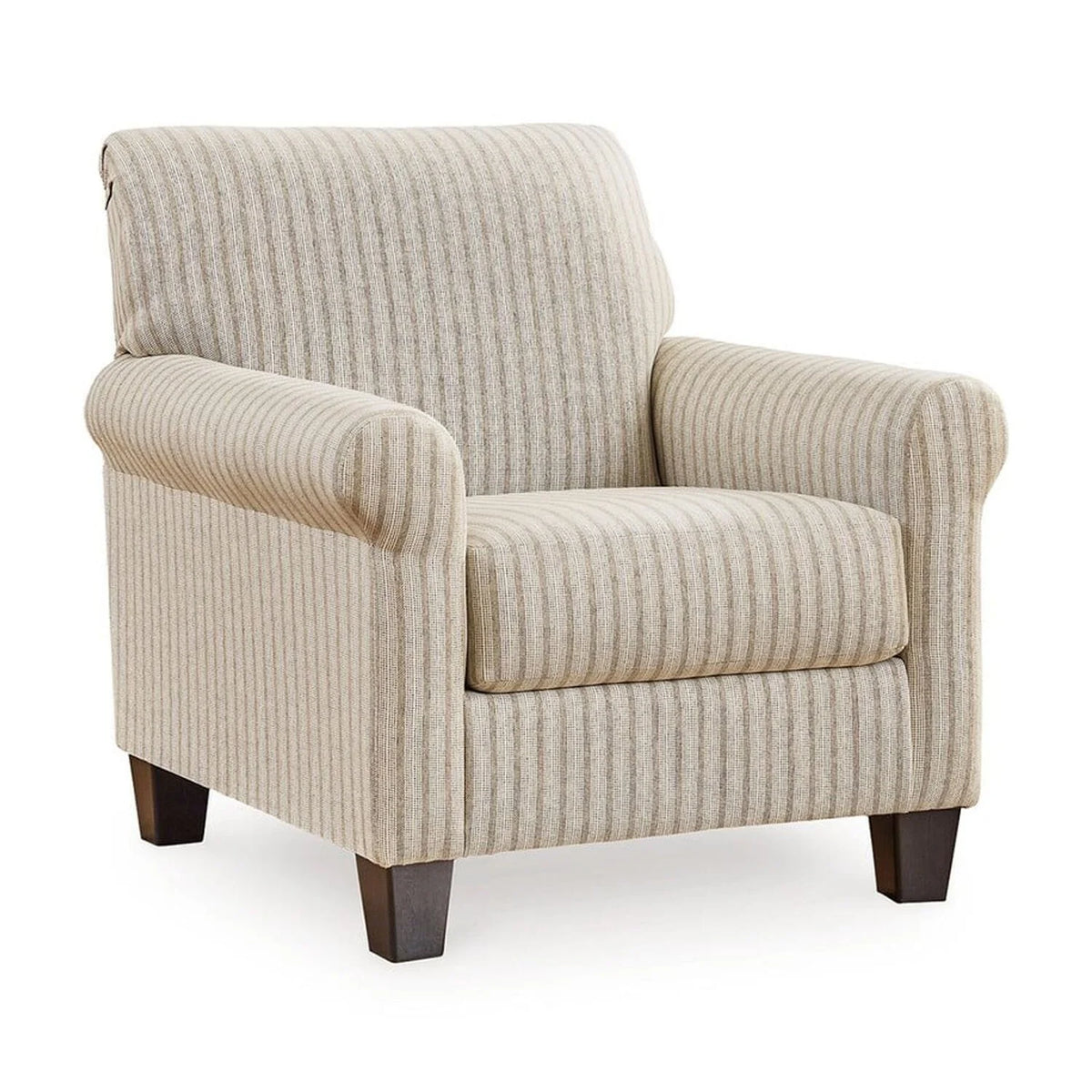 Striped Pattern Sandstone Beige Polyester Accent Armchair O96037
