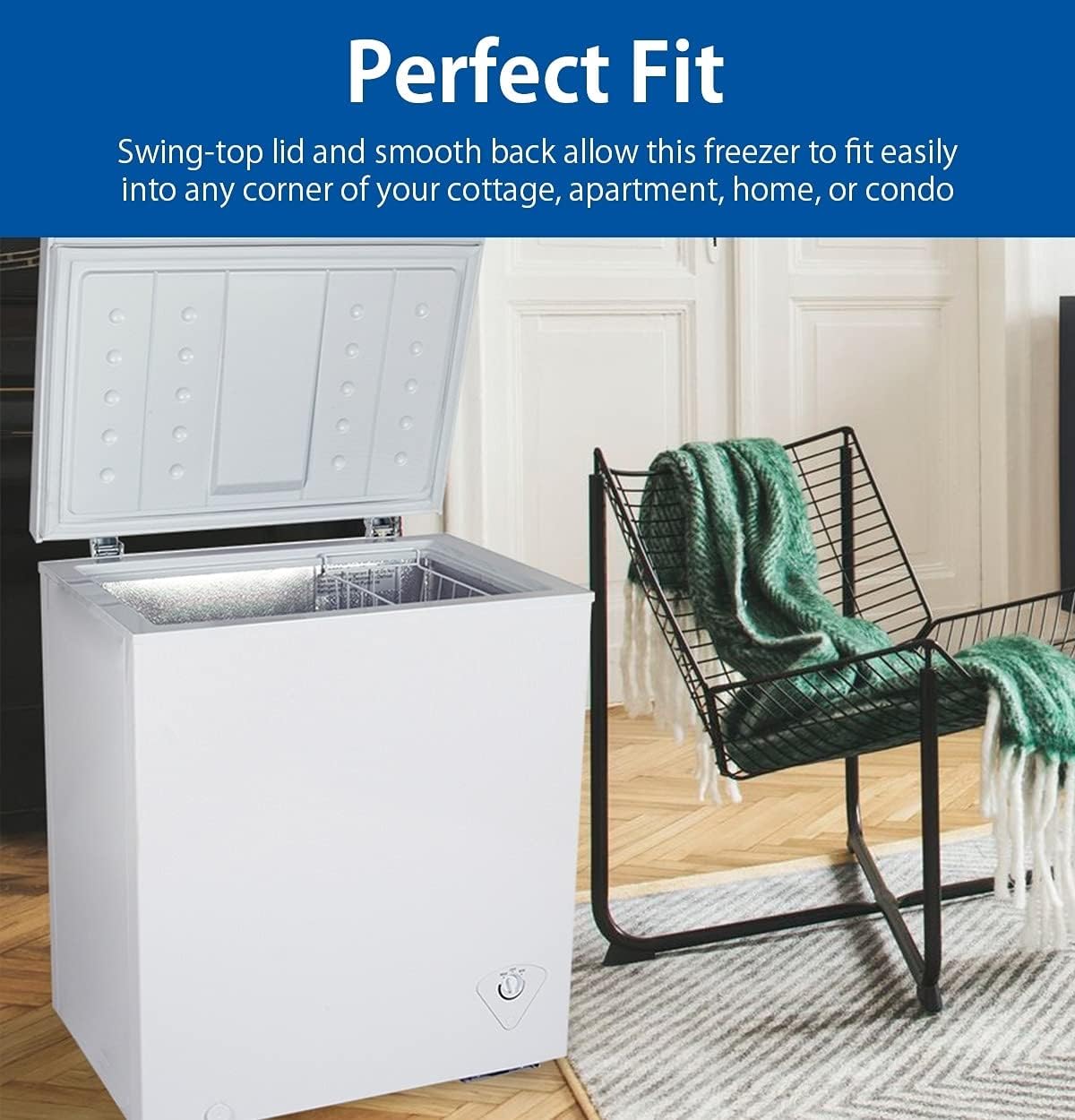 White 5.0 Cubic Feet Compact Chest Freezer with Removable Wire Basket P466