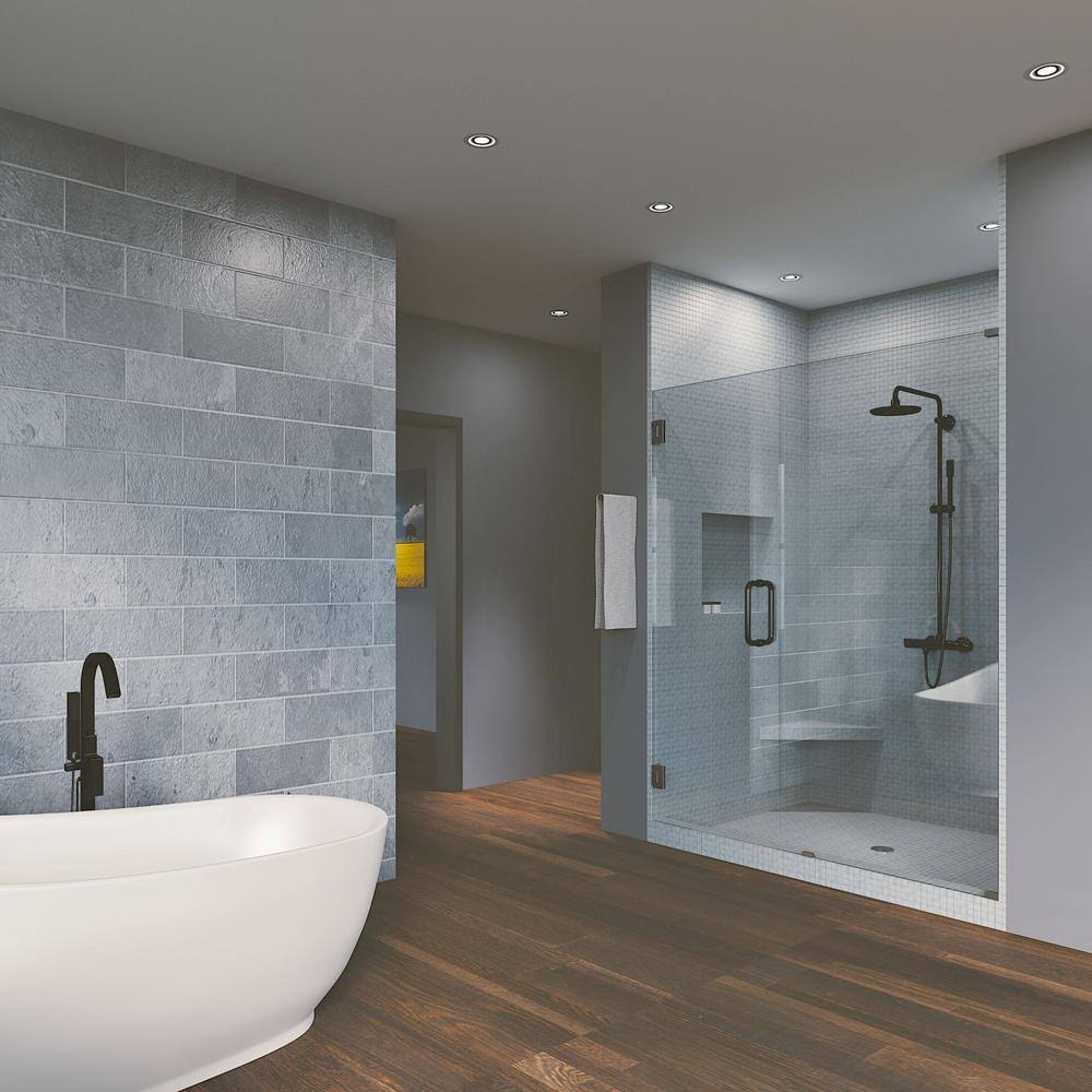 Matte Black Frameless Hinged Shower Door K5311