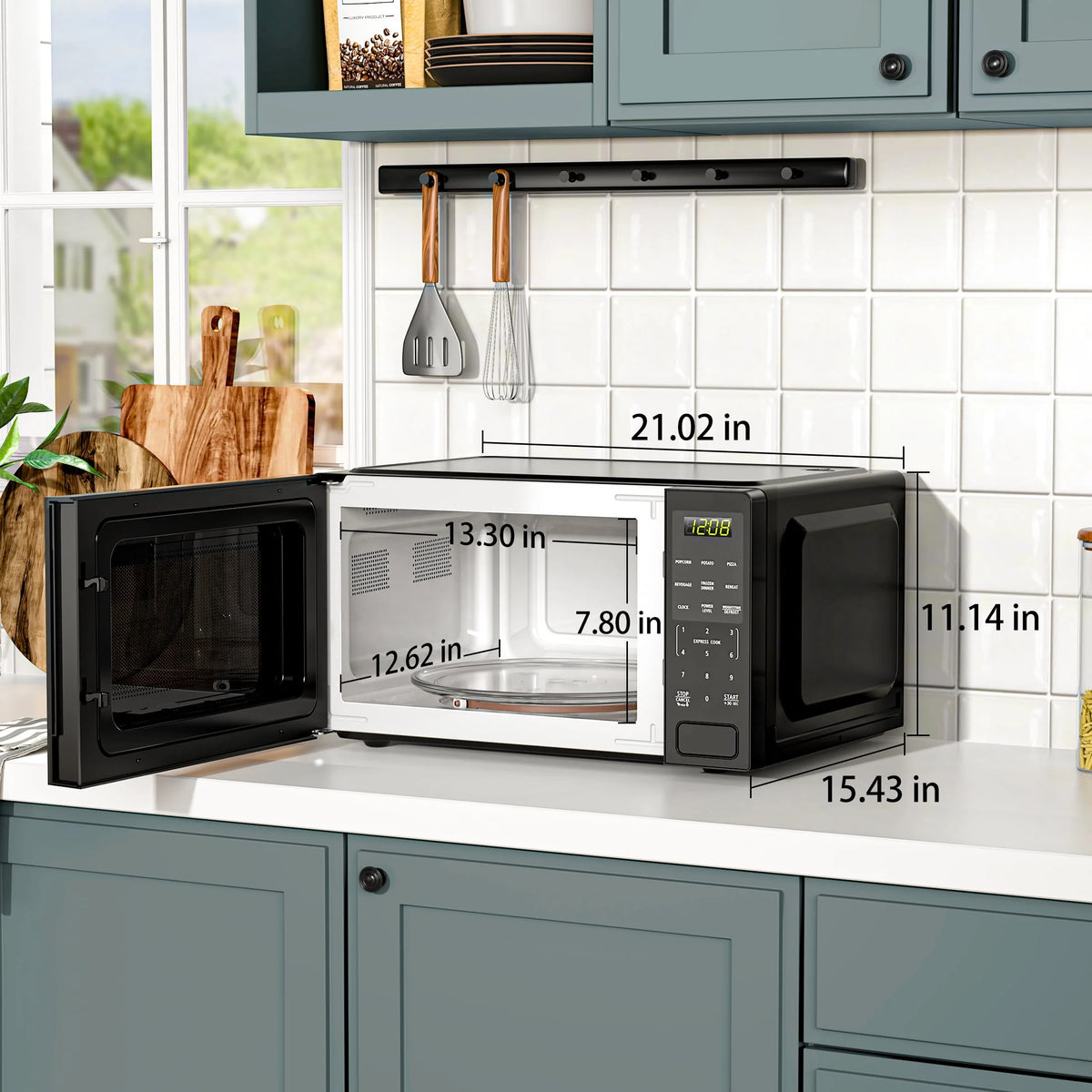 1.1 Cu ft 1000 Watts Black Countertop Microwave Oven G1877