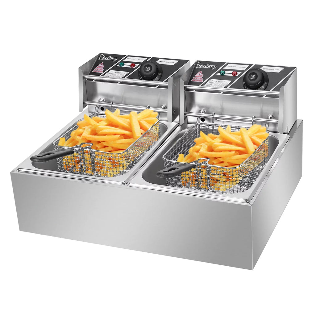 2500W Stainless Steel Electric Fryer Double Cylinder H4623