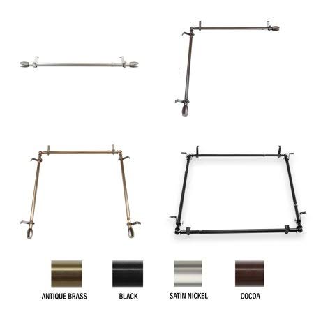 Black Three Sided Adjustable Ceiling Rod Room Divider Q60679
