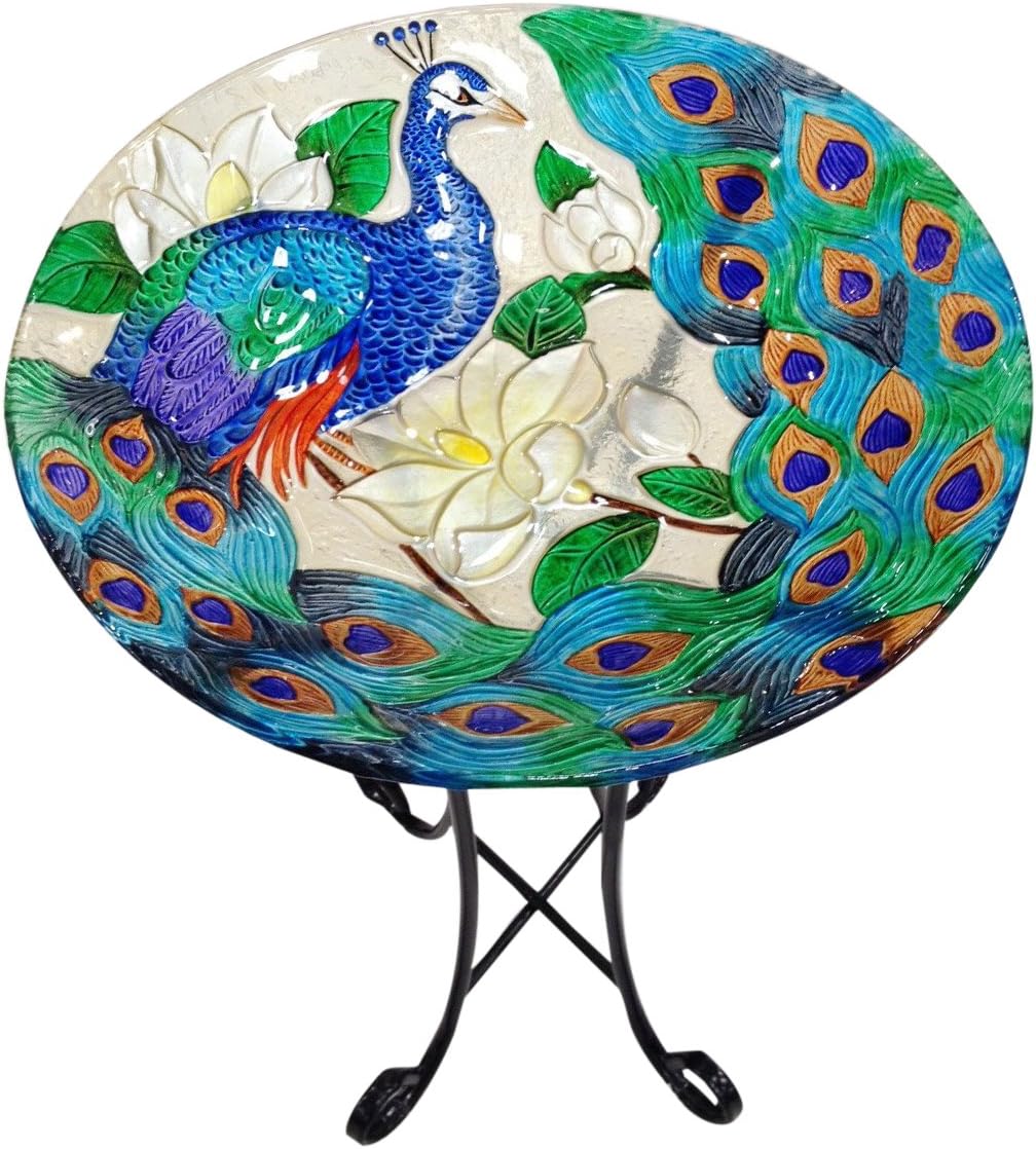 Deep Hand Painted Glass Plate, 18 by 3-Inch A91645