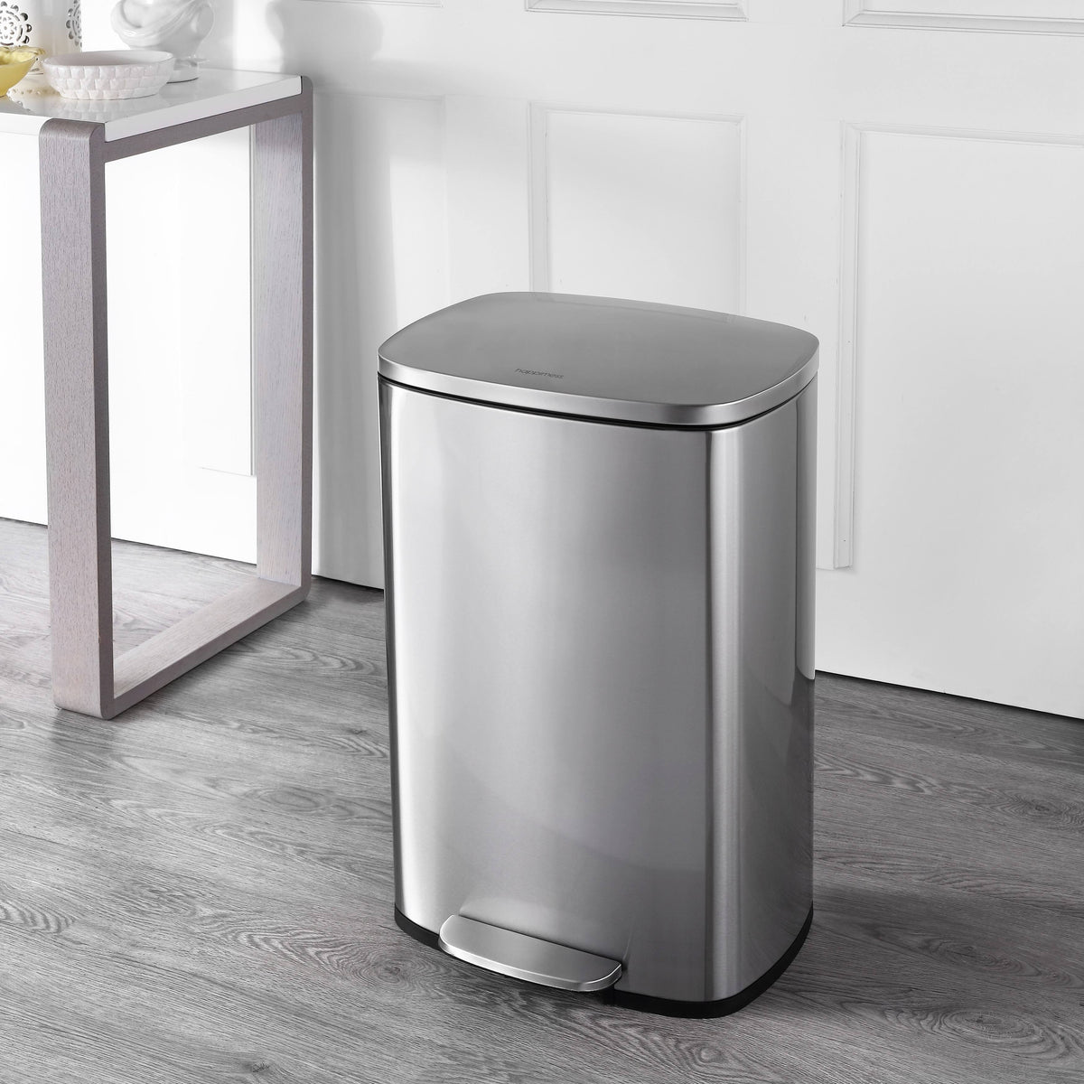 Rectangular 13-Gallon Stainless Steel Trash Can with Soft-Close Lid W880