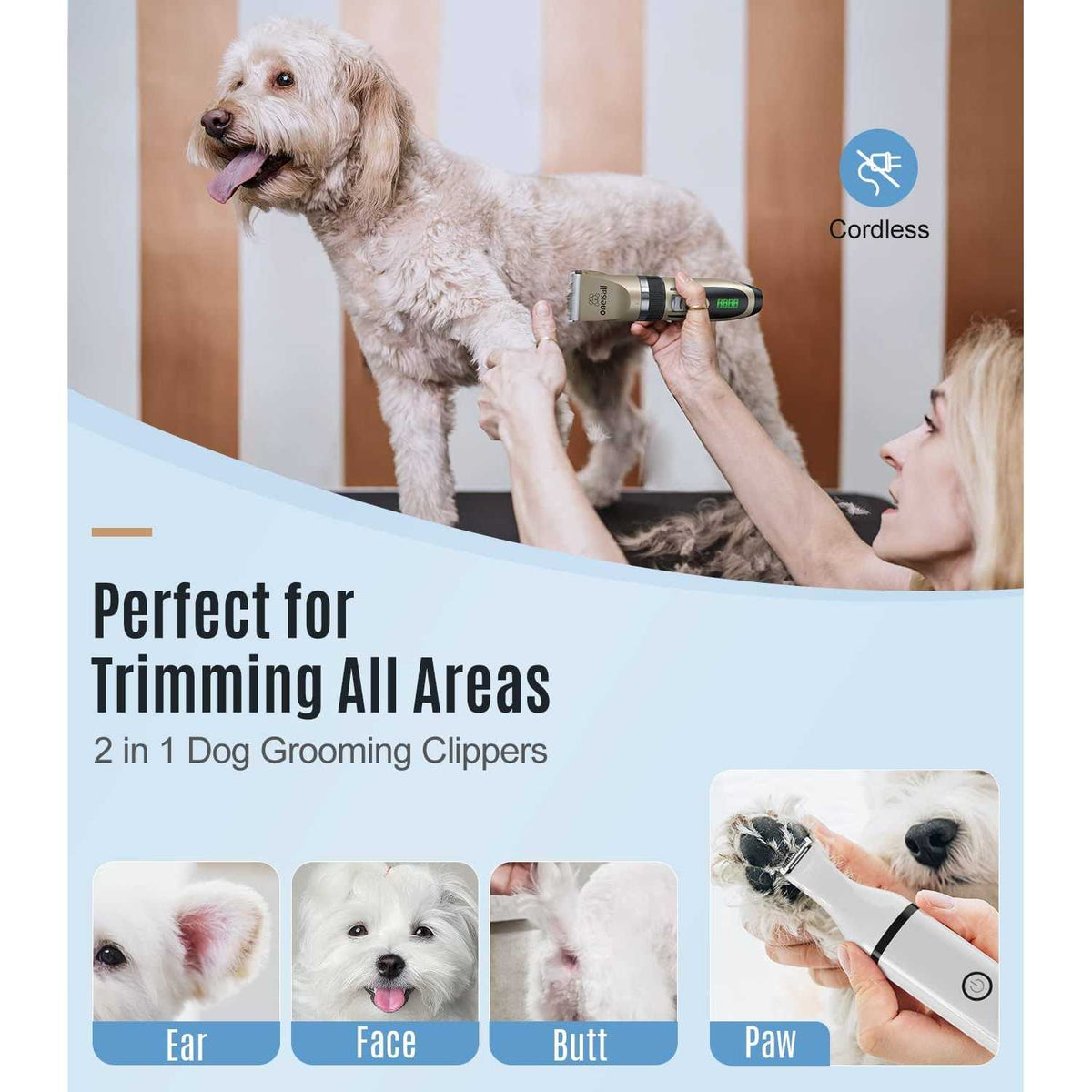 Dog Clippers and Paw Trimmer Kit 2 in 1 Cordless C643203