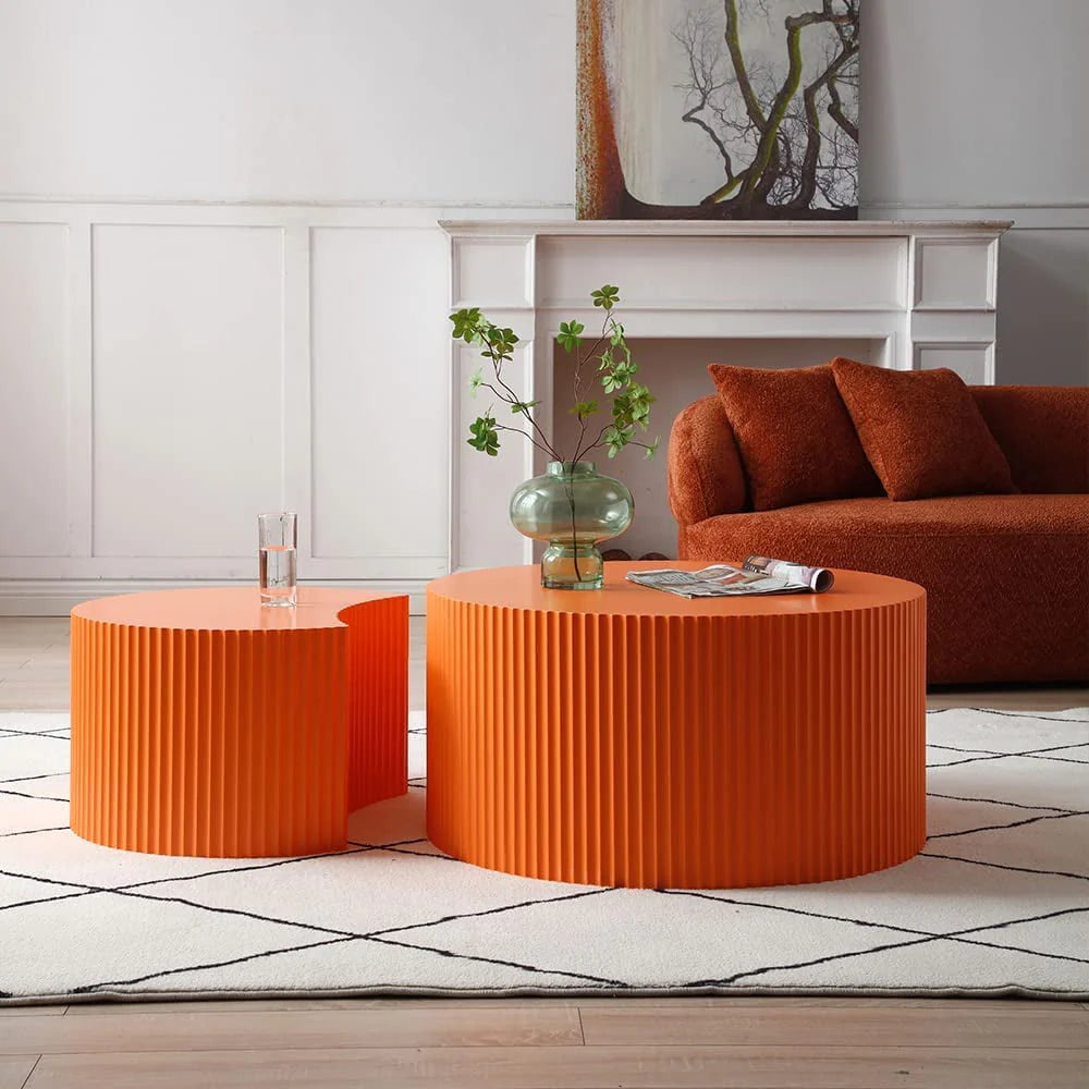 Black Round Wooden Nesting Coffee Table Set of 2 T7463