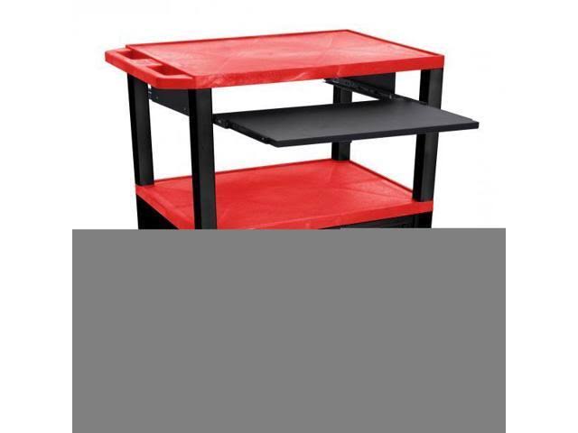 Red 42x22 3 Shelf Cart with Black Pullout Shelf Cabinet Legs Electric H689489