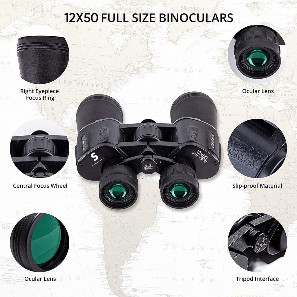 12x50 HD Full Size Binoculars with Photography Kit I449