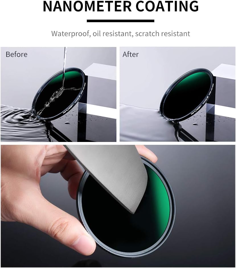 95mm ND1000 10-Stop Fixed Neutral Density Filter, HD Hydrophobic Super Slim Multi-Layer Coatings Glass Filter, Pack of 2 J61735