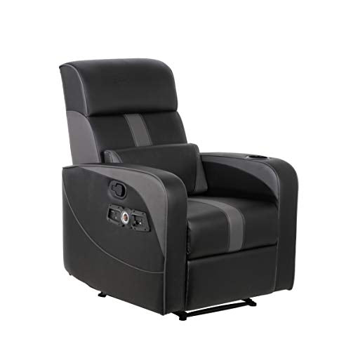 Black Recliner Gaming Chair with Bluetooth Audio System and Footrest K9289