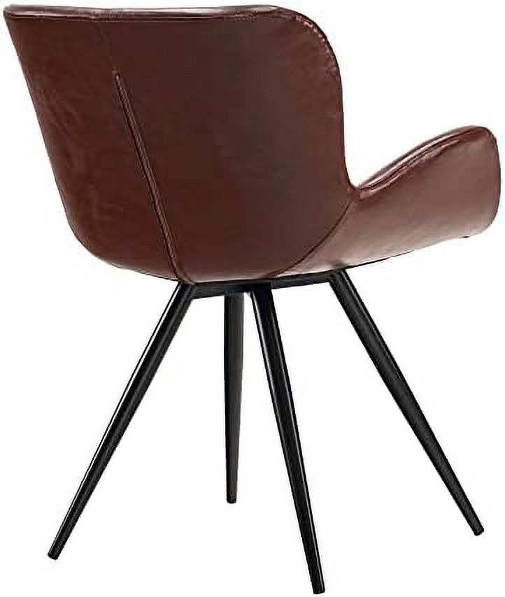 Faux Leather Dining Chairs Set of 2 with Black Metal Legs G2817