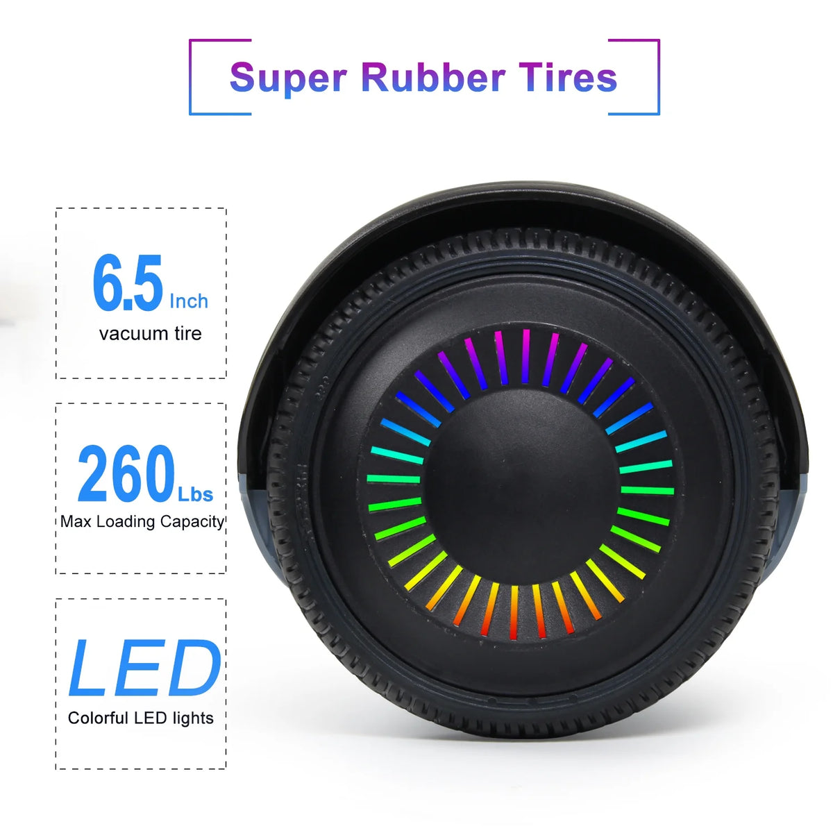 Black Two-Wheel Self Balancing Scooter with Bluetooth Speaker and LED Lights V842