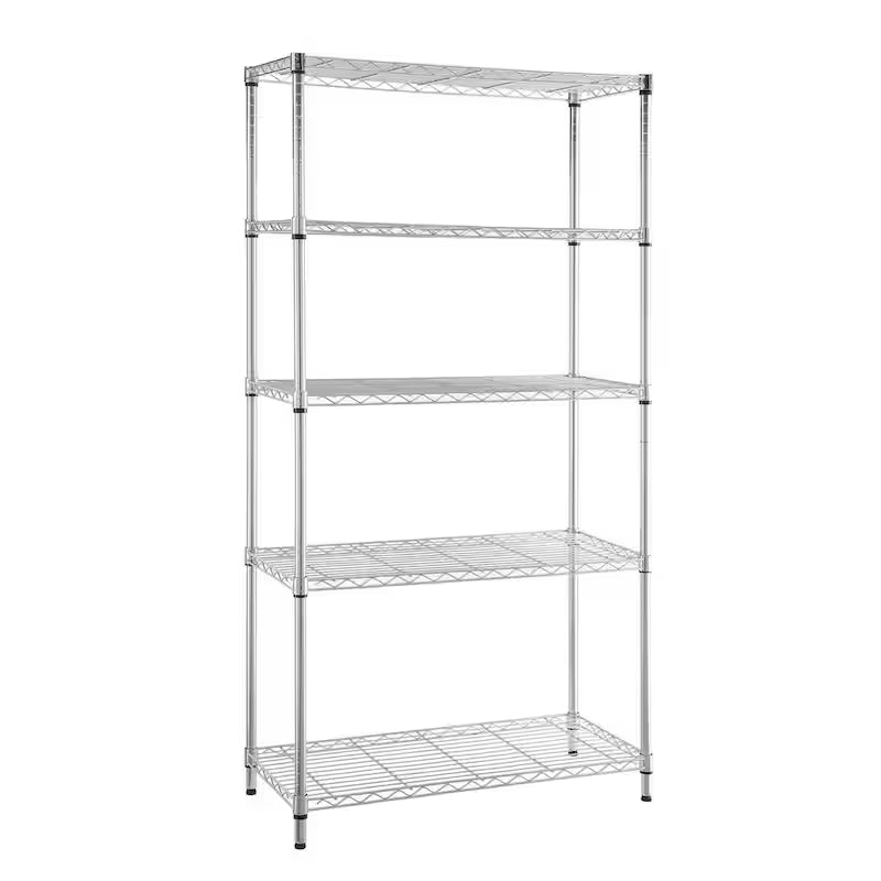 5-Tier Heavy Duty Steel Wire Shelving Unit in Chrome Q850