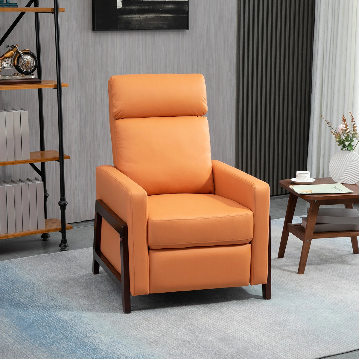 Orange Manual Recliner Chair with Footrest W5871