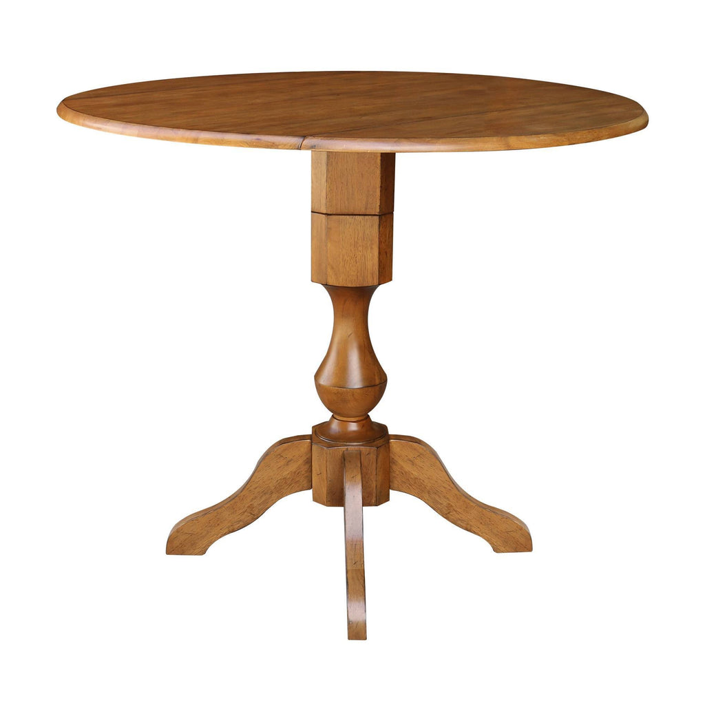 42x22 Round Dual Drop Leaf Pedestal Table Pecan R292