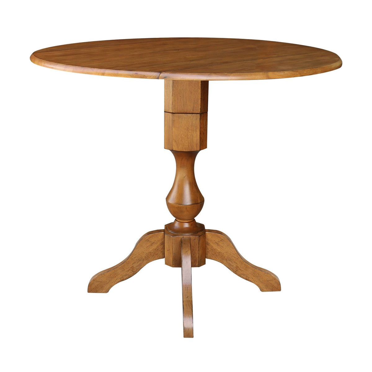 42x22 Round Dual Drop Leaf Pedestal Table Pecan R292