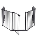Black 5-Panel Metal Plastic Fireplace Fence Safety Gate G793337