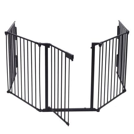 Black 5-Panel Metal Plastic Fireplace Fence Safety Gate G793337