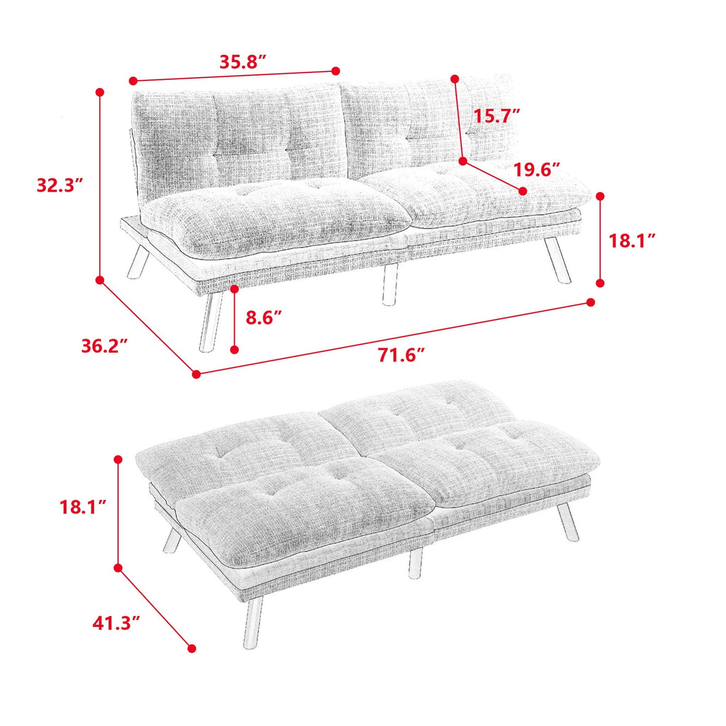 Grey Convertible Sleeper Loveseat G668