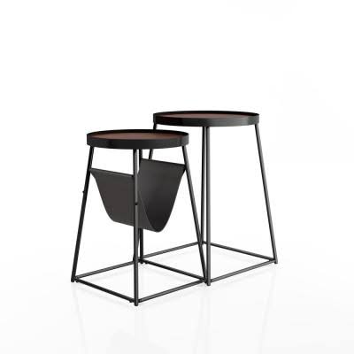 2-Piece Walnut and Matte Black Nesting Table P83985