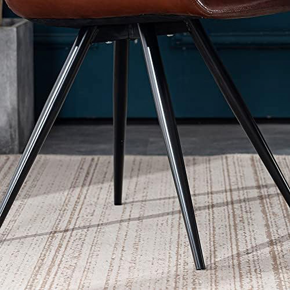 Faux Leather Dining Chairs Set of 2 with Black Metal Legs G2817