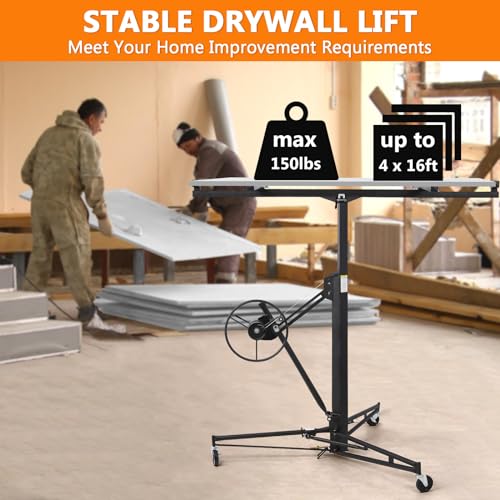 Drywall Lift 11FT 150LBS Heavy Duty 360° Adjustable Black A606791